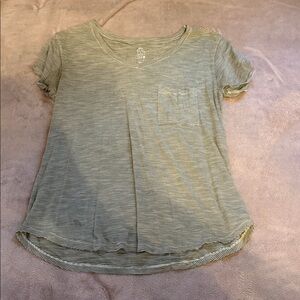 Aerie Khaki Striped Short Sleeve Tee